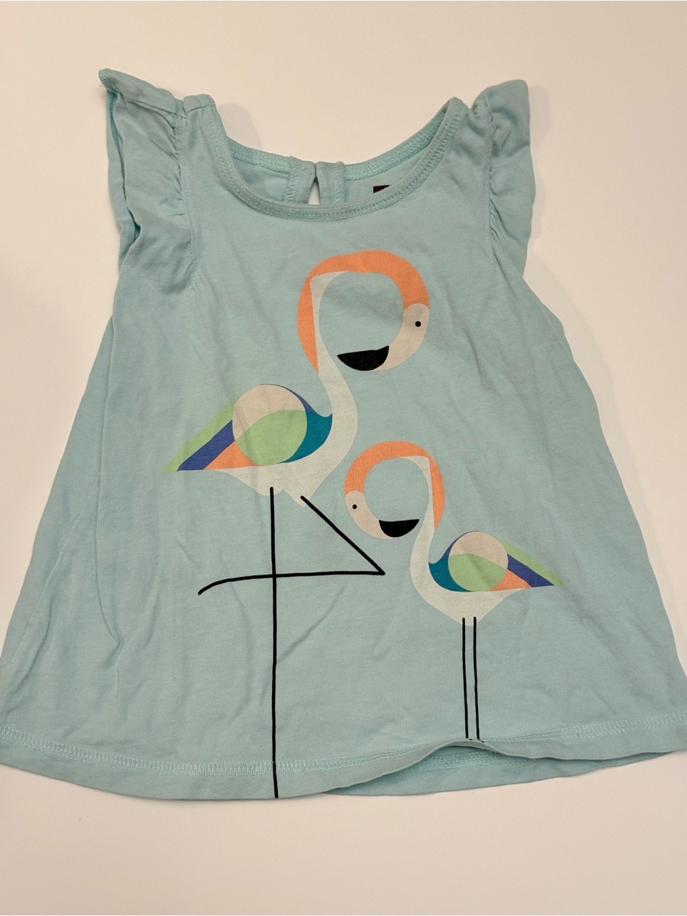 Tea Collection Light Blue Flamingo Flutter-Sleeve Tank